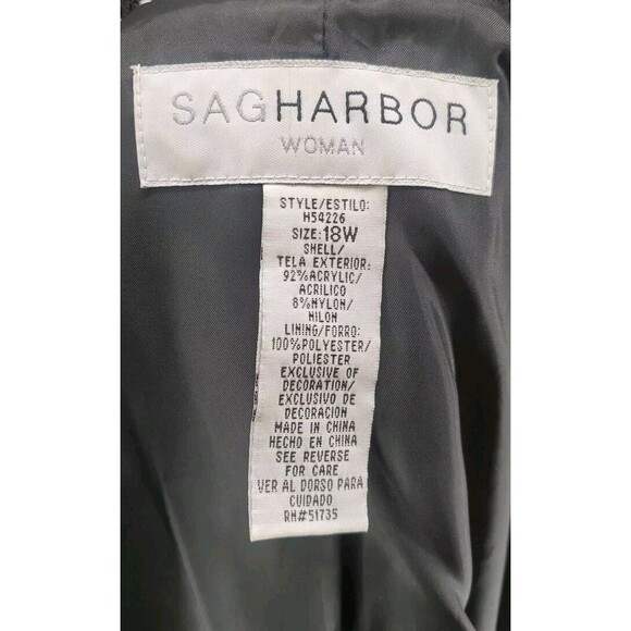 Sag Harbor Sz 18W | Black Blazer Coat Jacket Academia Office Career Chic Staple - Picture 7 of 7